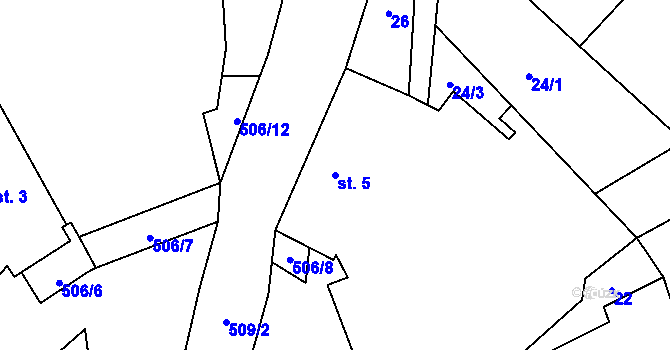 Parcela st. 5 v KÚ Šachotín, Katastrální mapa