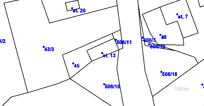 Parcela st. 13 v KÚ Šachotín, Katastrální mapa