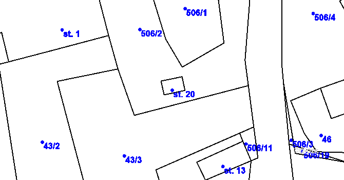 Parcela st. 20 v KÚ Šachotín, Katastrální mapa