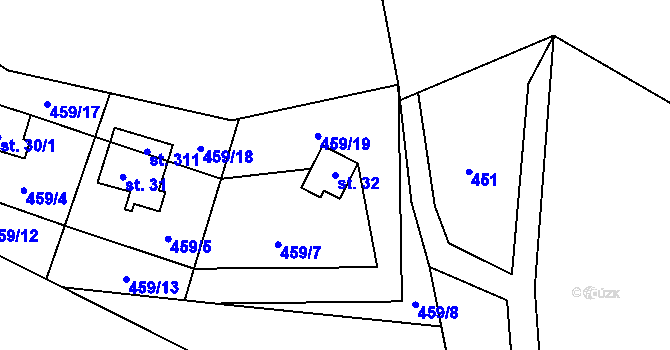 Parcela st. 32 v KÚ Šachotín, Katastrální mapa