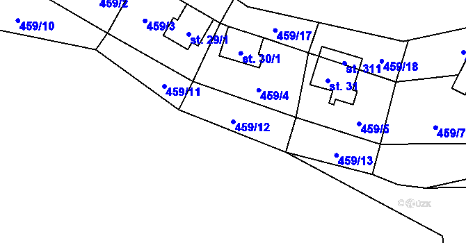 Parcela st. 459/12 v KÚ Šachotín, Katastrální mapa