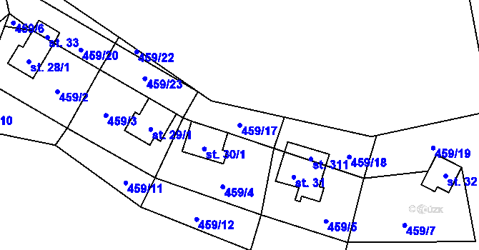 Parcela st. 459/17 v KÚ Šachotín, Katastrální mapa