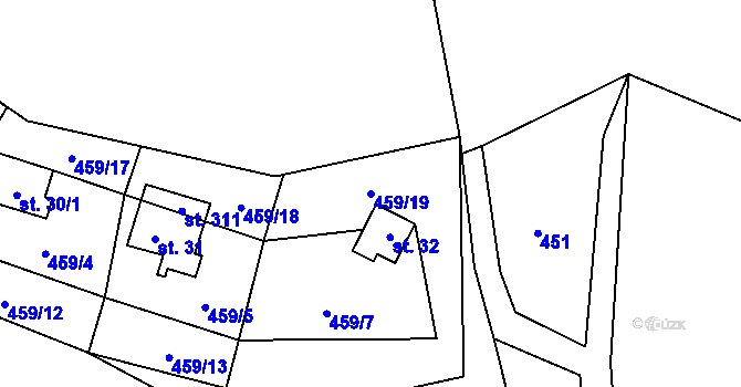 Parcela st. 459/19 v KÚ Šachotín, Katastrální mapa