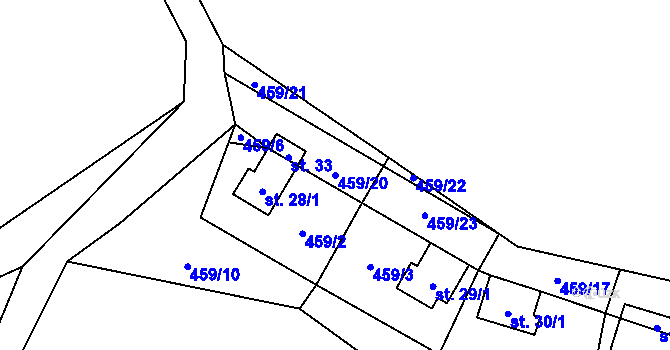 Parcela st. 459/20 v KÚ Šachotín, Katastrální mapa