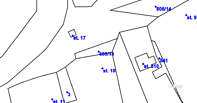 Parcela st. 506/13 v KÚ Šachotín, Katastrální mapa