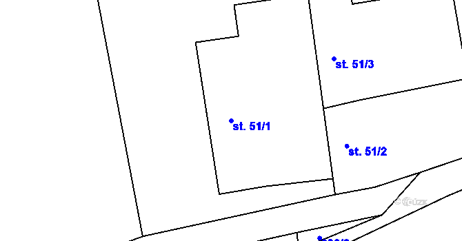 Parcela st. 51/1 v KÚ Šlapanov, Katastrální mapa