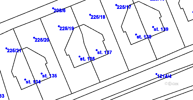 Parcela st. 137 v KÚ Šlapanov, Katastrální mapa