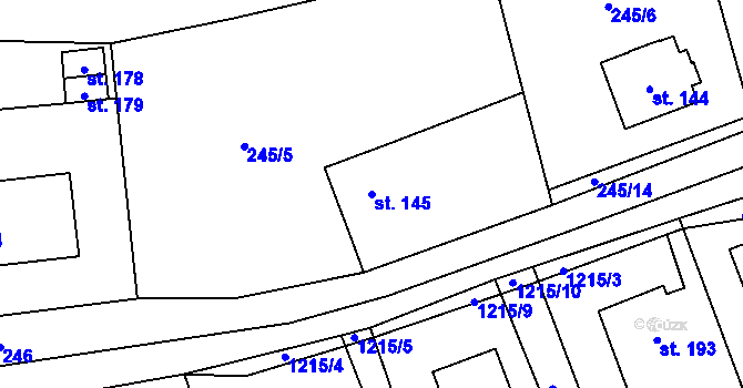 Parcela st. 145 v KÚ Šlapanov, Katastrální mapa