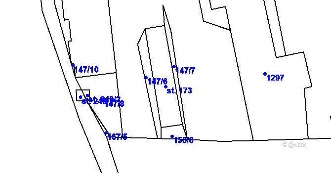 Parcela st. 173 v KÚ Šlapanov, Katastrální mapa