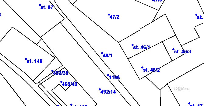 Parcela st. 49/1 v KÚ Šlapanov, Katastrální mapa