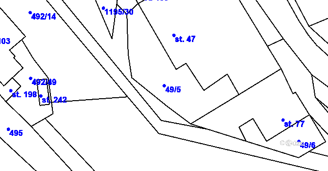 Parcela st. 49/5 v KÚ Šlapanov, Katastrální mapa