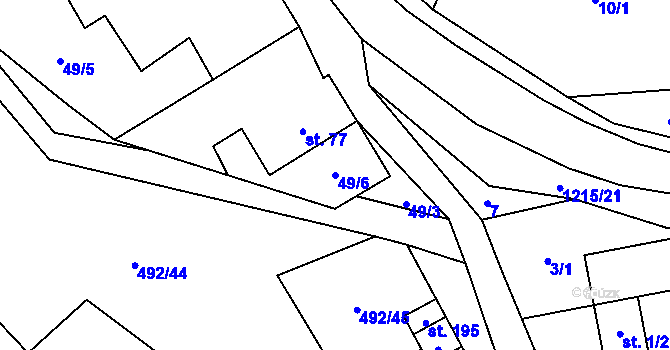 Parcela st. 49/6 v KÚ Šlapanov, Katastrální mapa