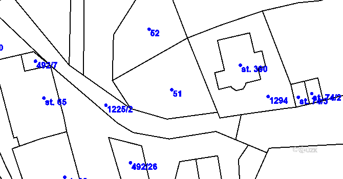 Parcela st. 51 v KÚ Šlapanov, Katastrální mapa