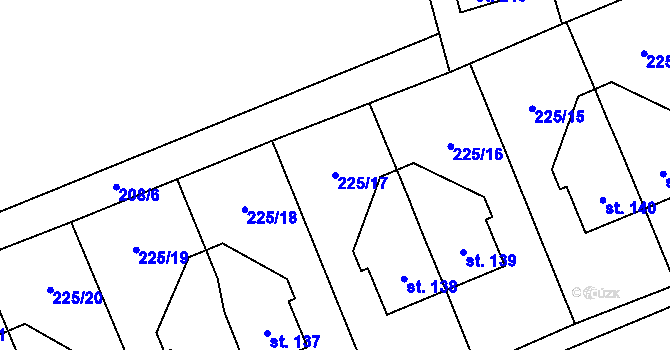 Parcela st. 225/17 v KÚ Šlapanov, Katastrální mapa