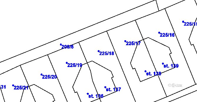 Parcela st. 225/18 v KÚ Šlapanov, Katastrální mapa