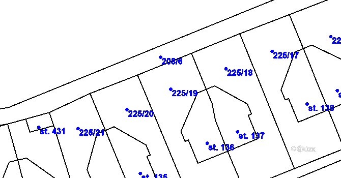 Parcela st. 225/19 v KÚ Šlapanov, Katastrální mapa