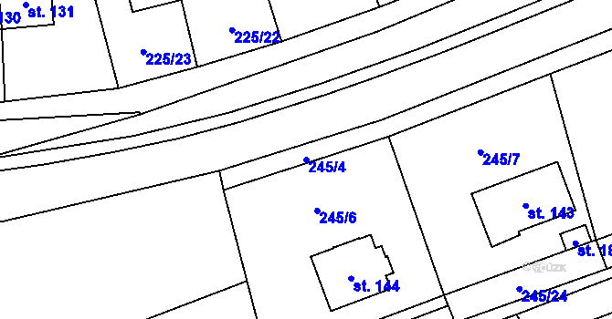 Parcela st. 245/4 v KÚ Šlapanov, Katastrální mapa