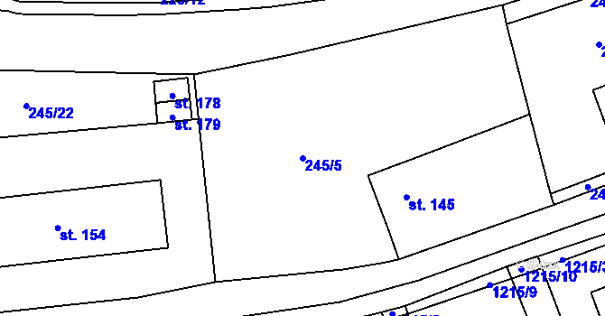 Parcela st. 245/5 v KÚ Šlapanov, Katastrální mapa