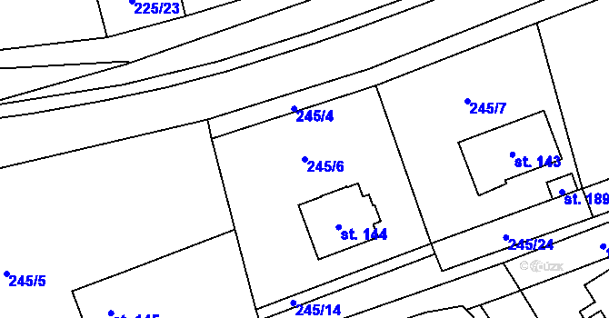 Parcela st. 245/6 v KÚ Šlapanov, Katastrální mapa