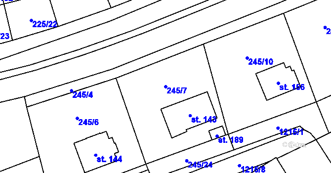 Parcela st. 245/7 v KÚ Šlapanov, Katastrální mapa