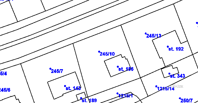 Parcela st. 245/10 v KÚ Šlapanov, Katastrální mapa