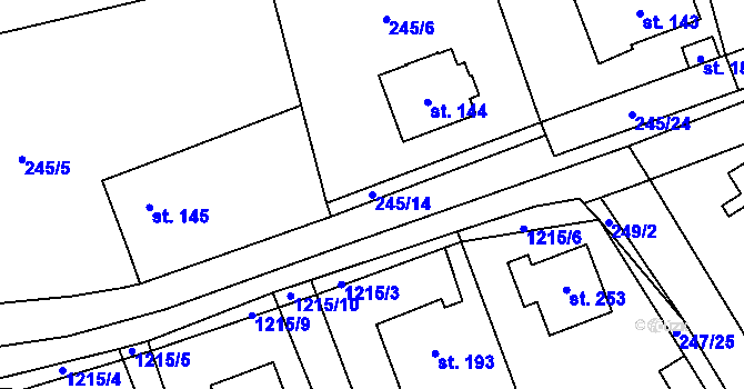 Parcela st. 245/14 v KÚ Šlapanov, Katastrální mapa