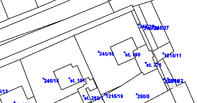 Parcela st. 245/16 v KÚ Šlapanov, Katastrální mapa