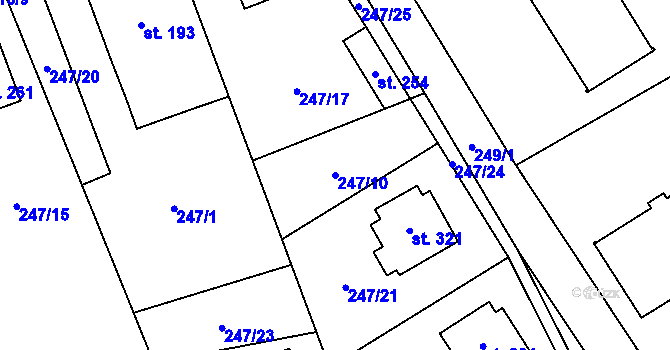 Parcela st. 247/10 v KÚ Šlapanov, Katastrální mapa