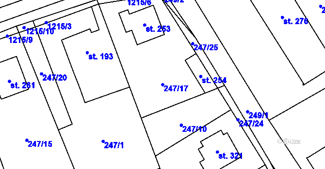 Parcela st. 247/17 v KÚ Šlapanov, Katastrální mapa