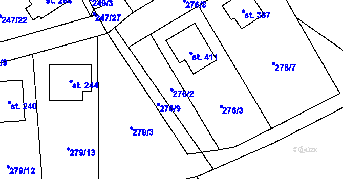 Parcela st. 276/2 v KÚ Šlapanov, Katastrální mapa