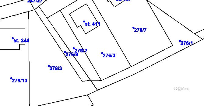 Parcela st. 276/3 v KÚ Šlapanov, Katastrální mapa