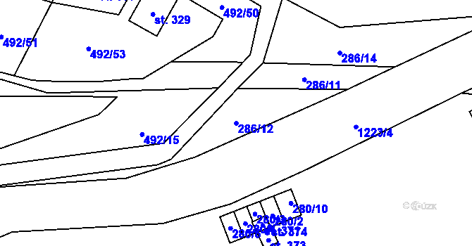 Parcela st. 286/12 v KÚ Šlapanov, Katastrální mapa