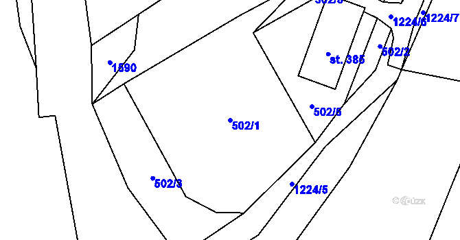 Parcela st. 502/1 v KÚ Šlapanov, Katastrální mapa