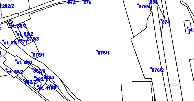 Parcela st. 876/1 v KÚ Šlapanov, Katastrální mapa