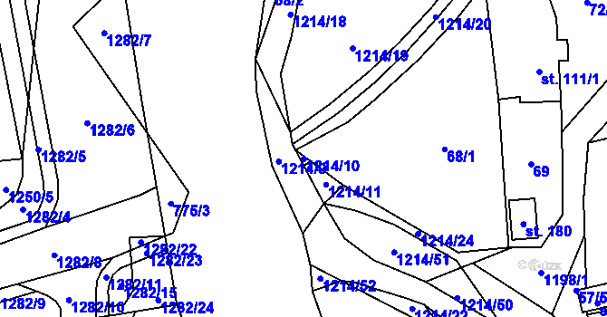 Parcela st. 1214/10 v KÚ Šlapanov, Katastrální mapa