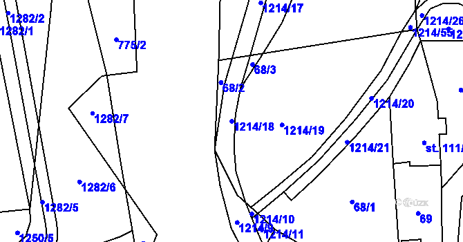 Parcela st. 1214/18 v KÚ Šlapanov, Katastrální mapa