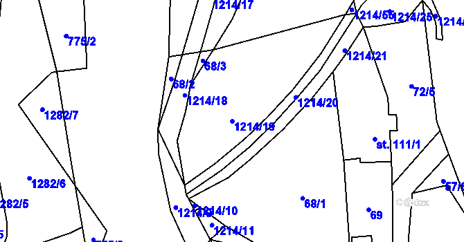 Parcela st. 1214/19 v KÚ Šlapanov, Katastrální mapa