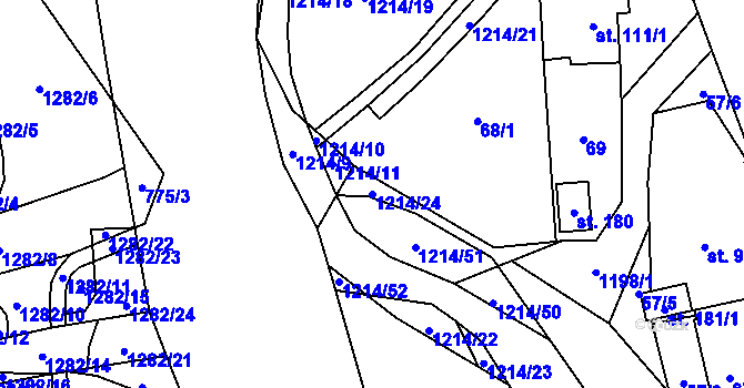 Parcela st. 1214/24 v KÚ Šlapanov, Katastrální mapa