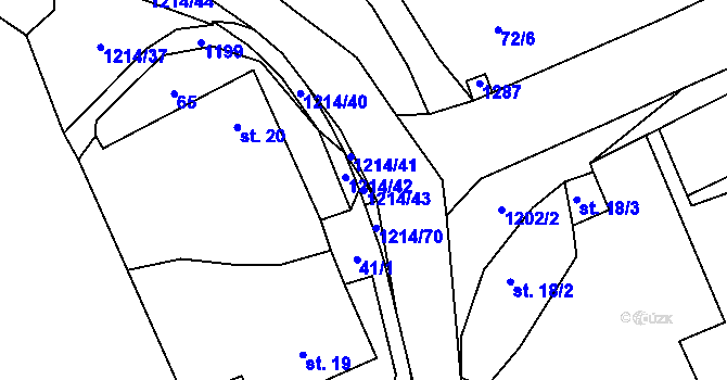 Parcela st. 1214/43 v KÚ Šlapanov, Katastrální mapa