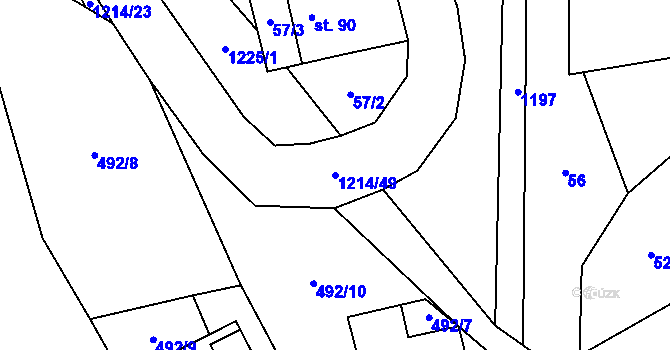 Parcela st. 1214/49 v KÚ Šlapanov, Katastrální mapa