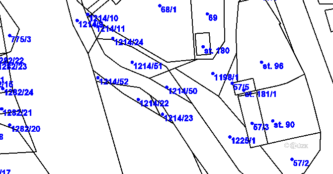 Parcela st. 1214/50 v KÚ Šlapanov, Katastrální mapa