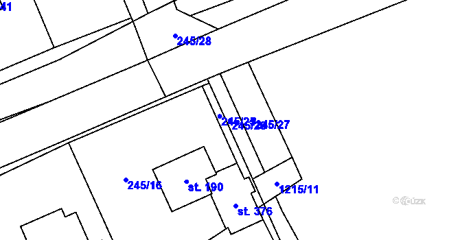 Parcela st. 245/26 v KÚ Šlapanov, Katastrální mapa
