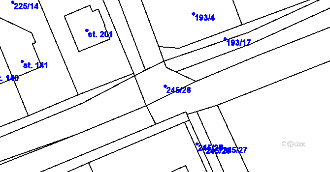 Parcela st. 245/28 v KÚ Šlapanov, Katastrální mapa
