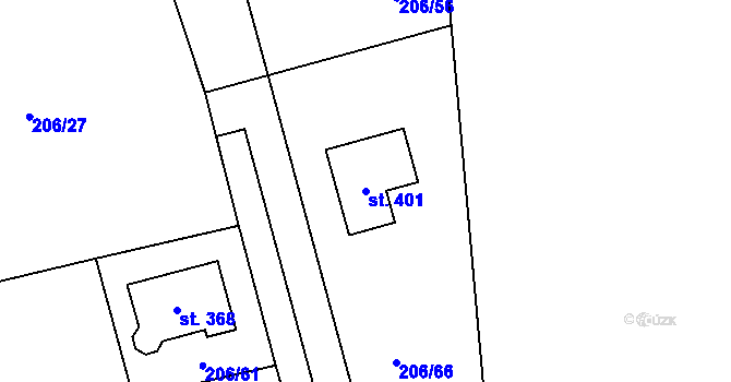 Parcela st. 401 v KÚ Šlapanov, Katastrální mapa