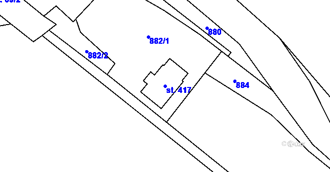 Parcela st. 417 v KÚ Šlapanov, Katastrální mapa