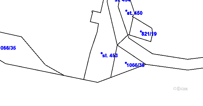 Parcela st. 453 v KÚ Šlapanov, Katastrální mapa