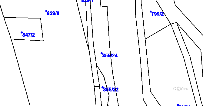 Parcela st. 855/24 v KÚ Šlapanov, Katastrální mapa