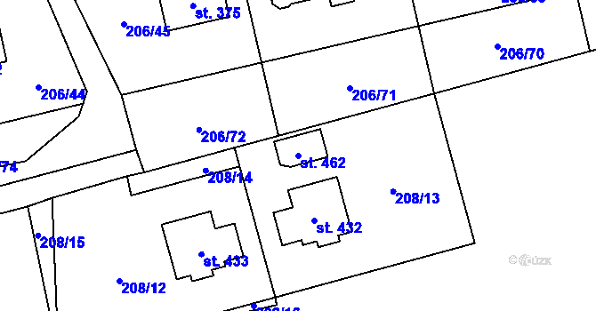 Parcela st. 462 v KÚ Šlapanov, Katastrální mapa