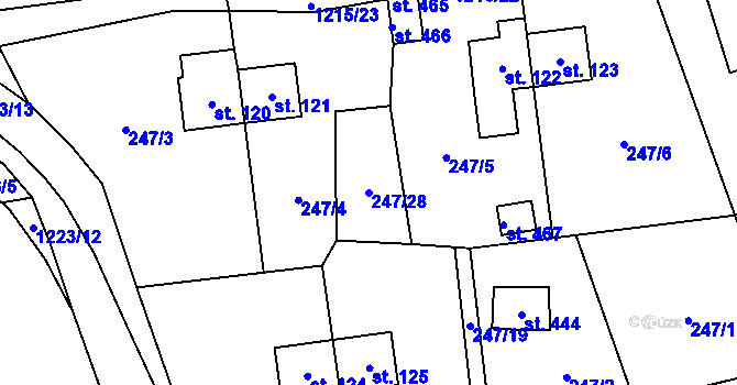 Parcela st. 247/28 v KÚ Šlapanov, Katastrální mapa