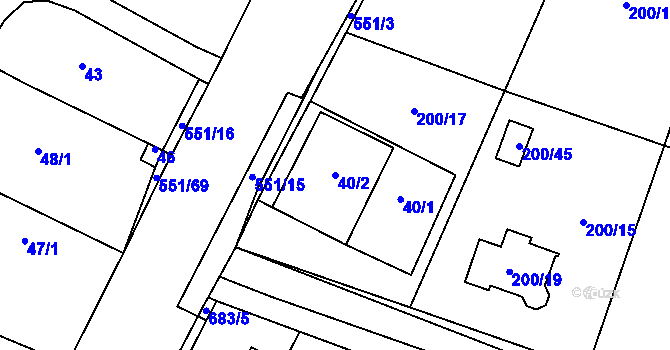 Parcela st. 40/2 v KÚ Šlovice u Plzně, Katastrální mapa